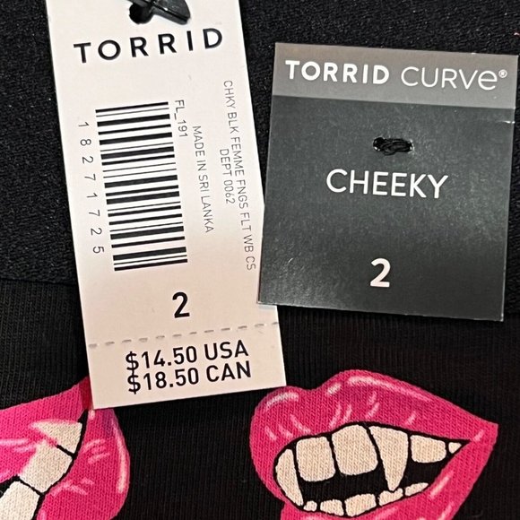 NWT TORRID Cheeky Pantie Sz 2X Halloween Vampire Mouth Black - Picture 4 of 4